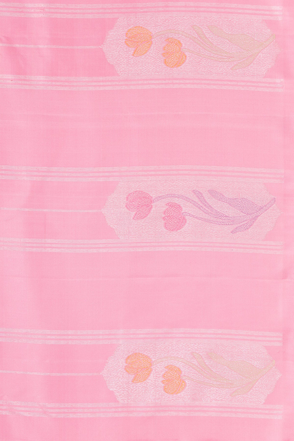 Border image of Pure Silk Pure Zari Pink Dual Tone Kanjivaram Saree with Stripes on the body and Fancy Border. 