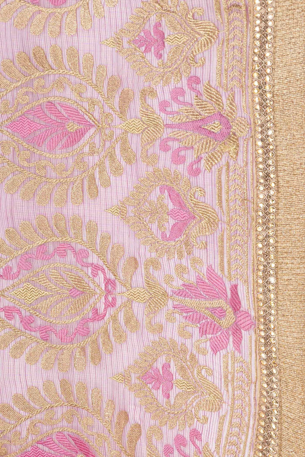 Border image of Pink Dual Tone Kota Silk Saree with Embroidery on the body and Embroidery Border
