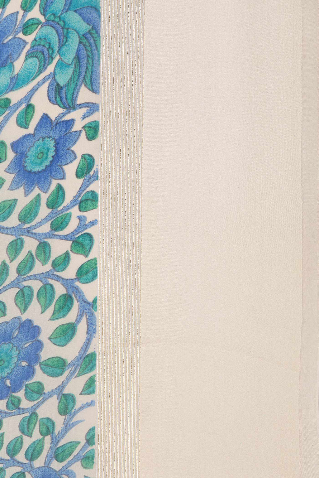 Border image of Beige Dual Tone Mysore Crepe Saree with Printed design on the body and Zari Border