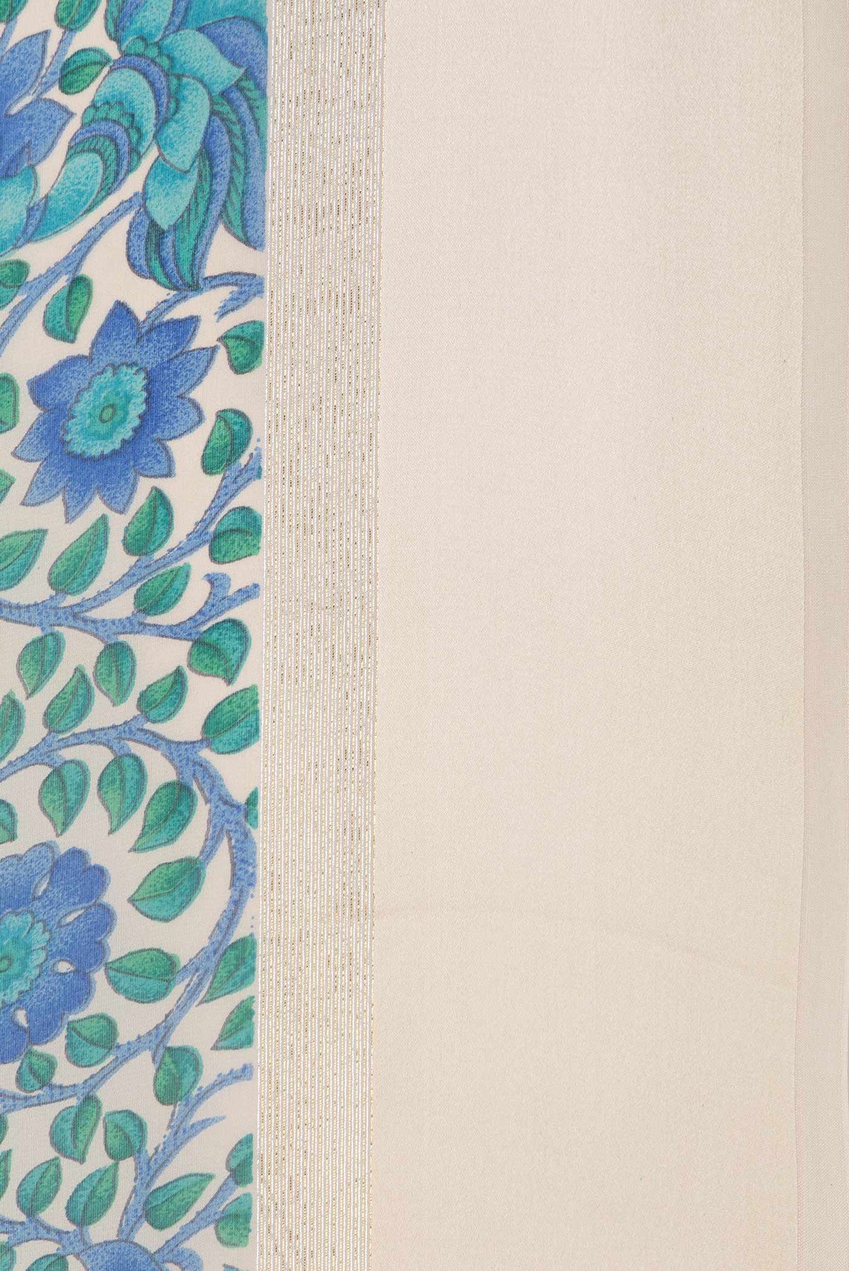 Border image of Beige Dual Tone Mysore Crepe Saree with Printed design on the body and Zari Border