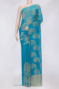 Sky Blue Dual Tone Mysore Georgette Saree with Zari Butta on the body and Zari Border.  displayed on a mannequin