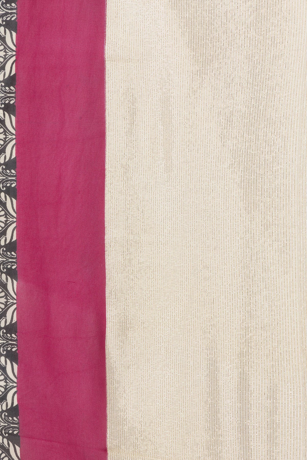 Border image of Black Dual Tone Mysore Georgette Saree with Printed design on the body and Zari Border. 