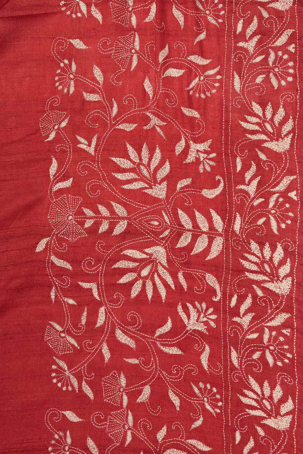Border image of Orange Dual Tone Tussar Saree with Plain Body and Embroidery Border