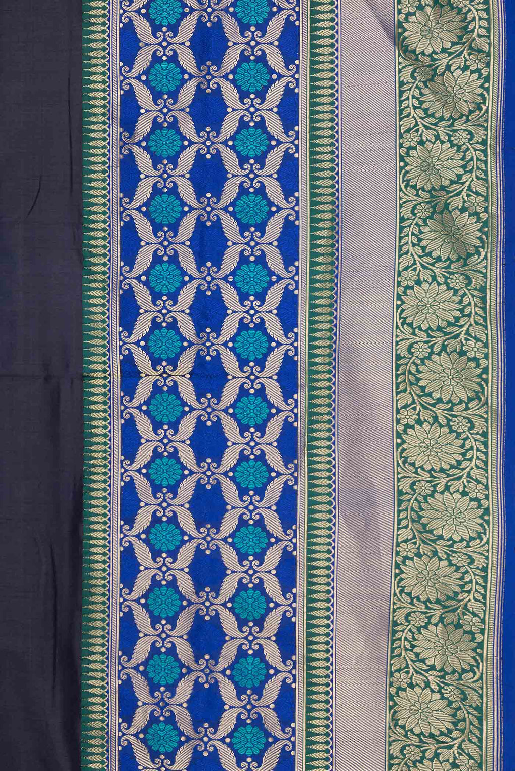 Border image of Navy Blue Dual Tone Banarasi Saree with Plain Body and Fancy Border