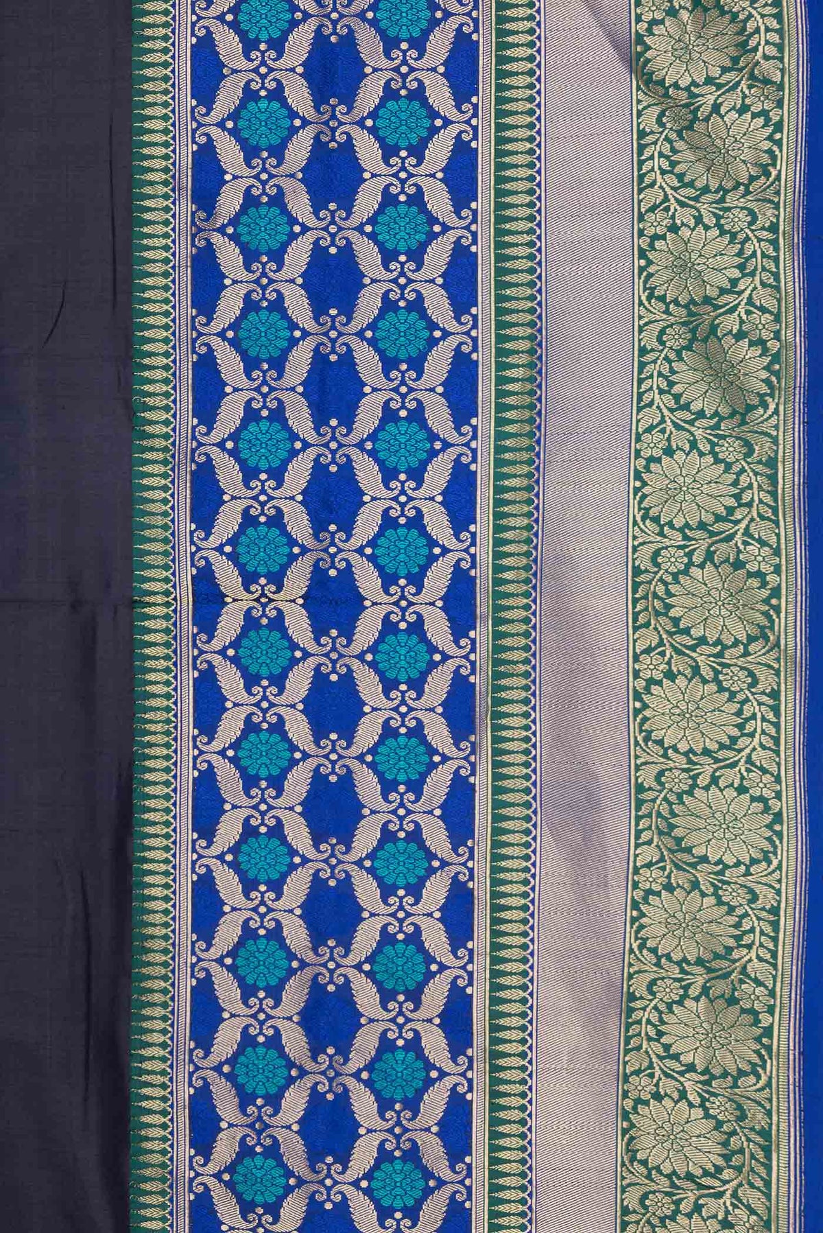 Border image of Navy Blue Dual Tone Banarasi Saree with Plain Body and Fancy Border