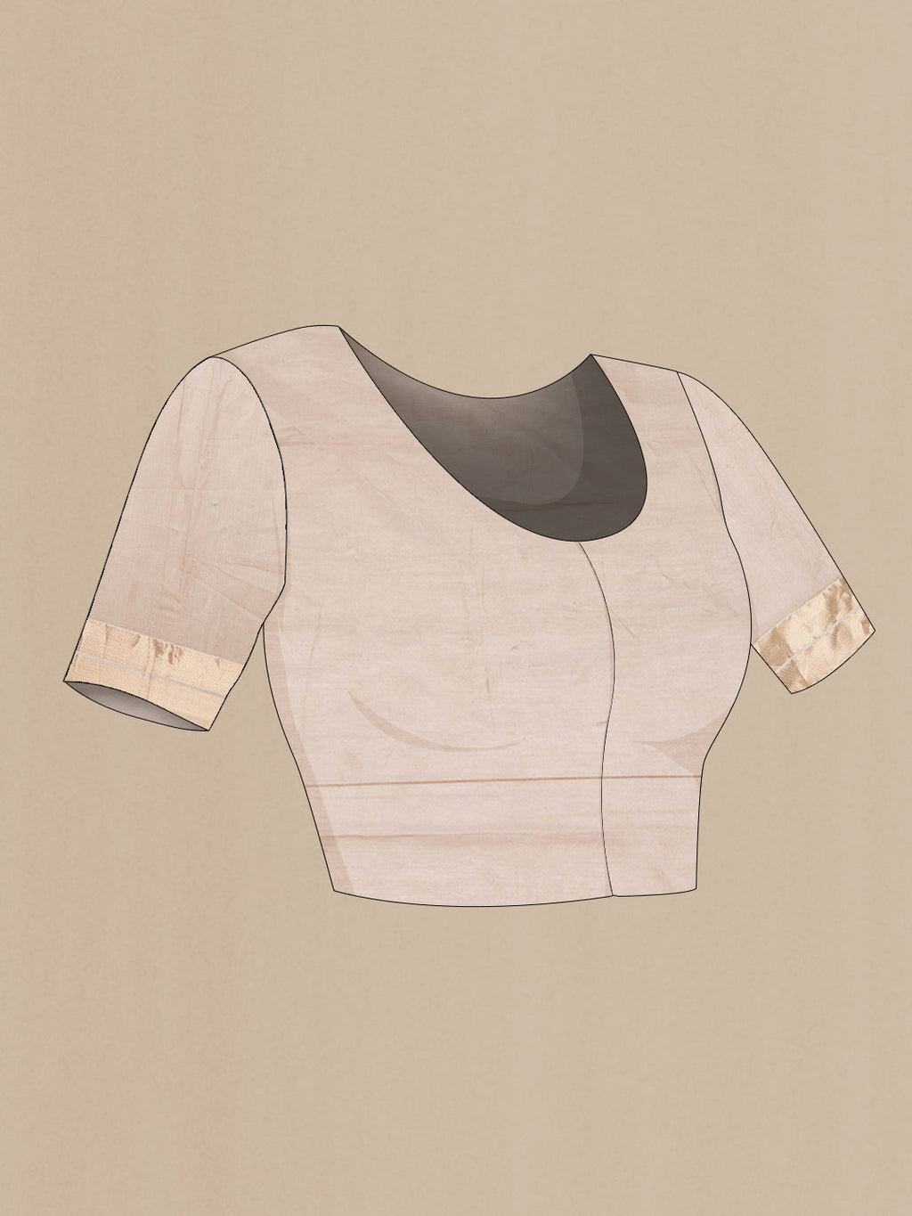 Close up image of the blouse of Beige Dual Tone Banarasi Saree with Zari Brocade on the body and Zari Border
