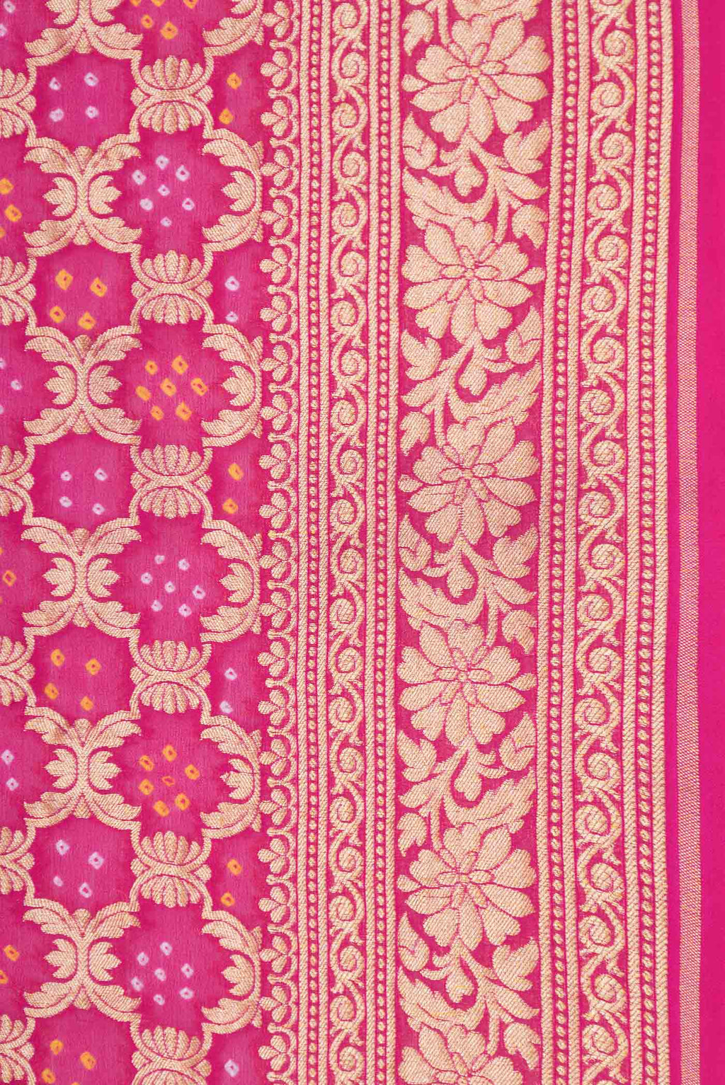 Border image of Pink Dual Tone Banarasi Georgette Saree with Zari Brocade on the body and Zari Border