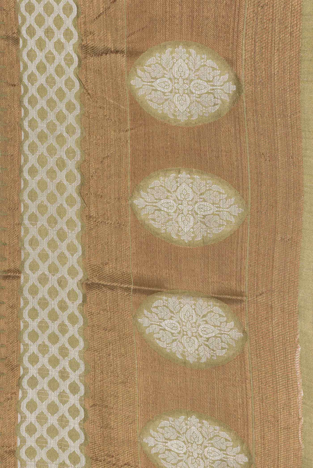 Border image of Light Green Dual Tone Tussar Silk Saree with Printed design on the body and Zari Border