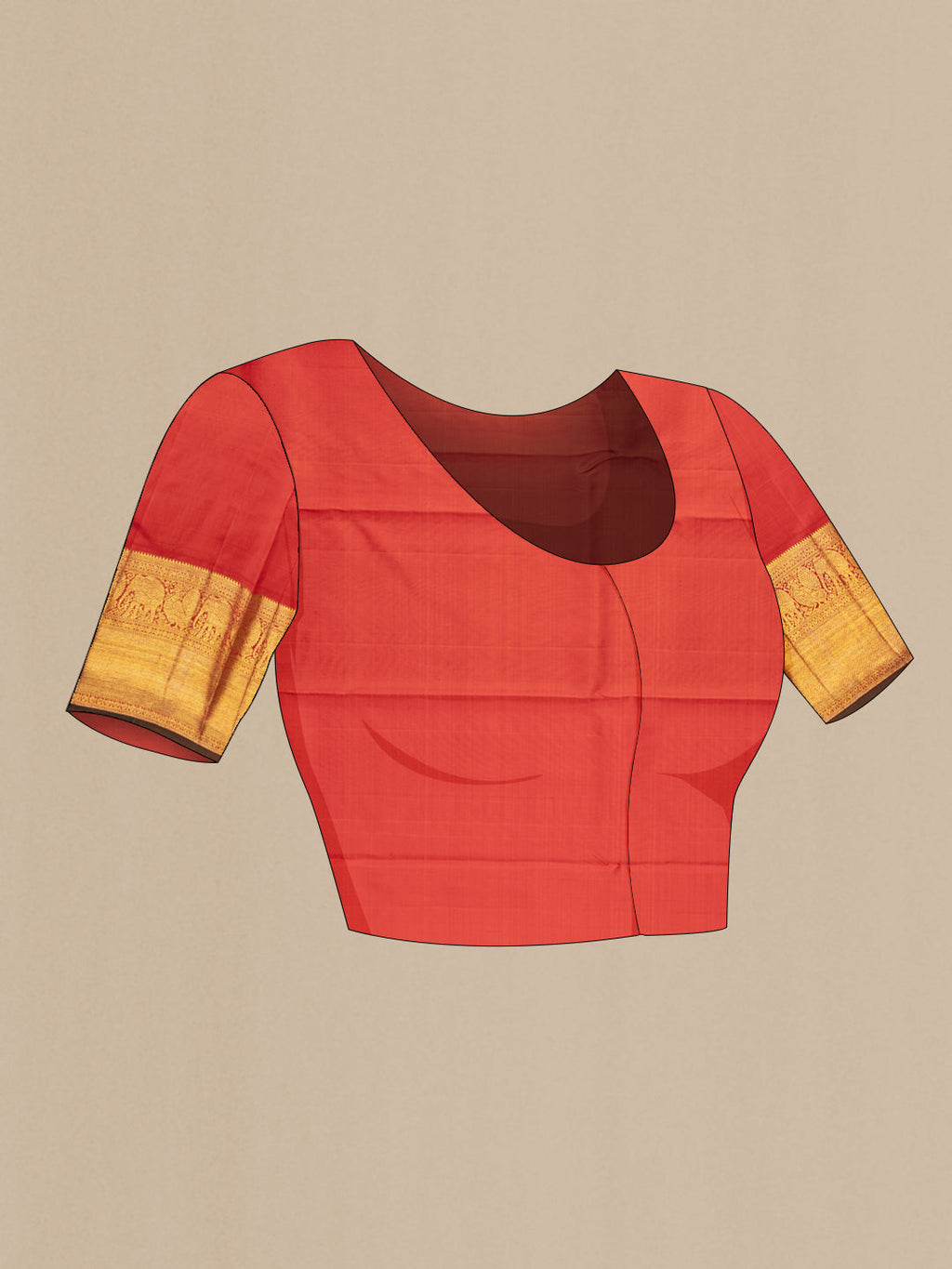 Close up image of the blouse of Off White Dual Tone Kanchipuram Silk Saree with Zari Brocade on the body and Zari Border. 