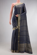 Royal Blue Dual Tone Georgette Saree with Zari Brocade on the body and Zari Border.  displayed on a mannequin