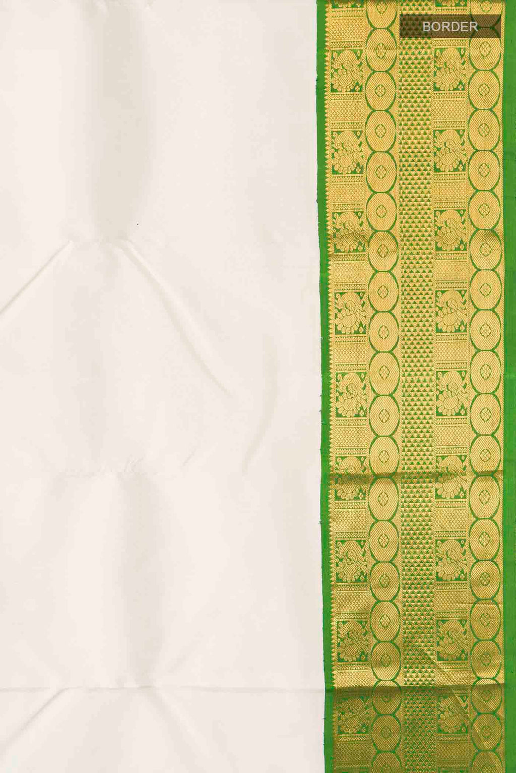 Border image of White Kanchipuram Silk Saree with Plain Body and Zari Border