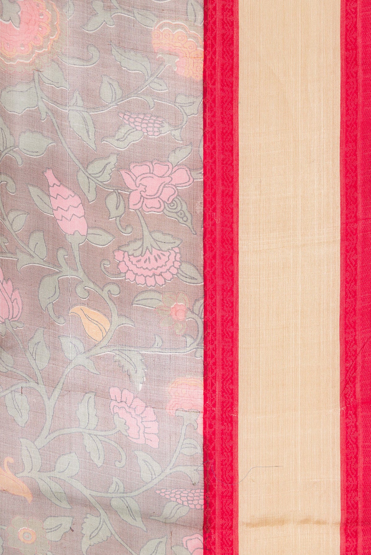 Border image of Bottle Green Dual Tone Organza Silk Saree with Printed design on the body and Thread Border. 