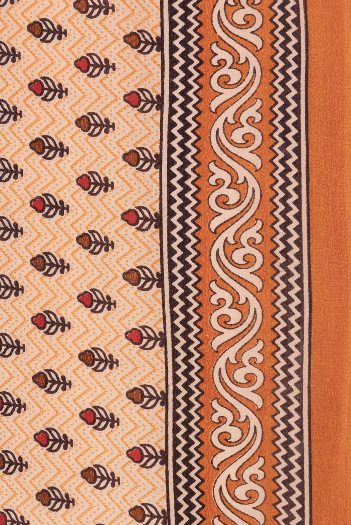 Border image of Sandal Dual Tone Crepe Saree with Printed design on the body and Printed Border. 