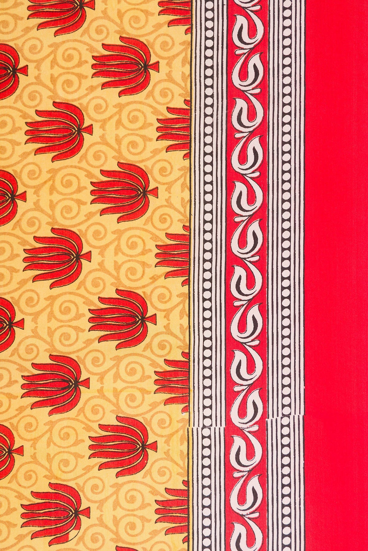Border image of Sandal Dual Tone Mysore Crepe Saree with Printed design on the body and Printed Border. 