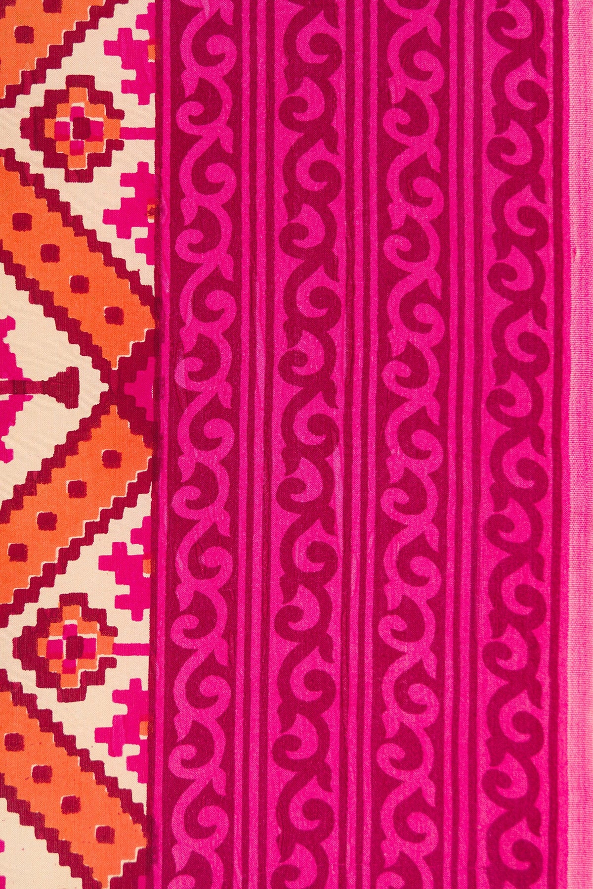 Border image of Sandal Dual Tone Mysore Crepe Saree with Printed design on the body and Printed Border. 