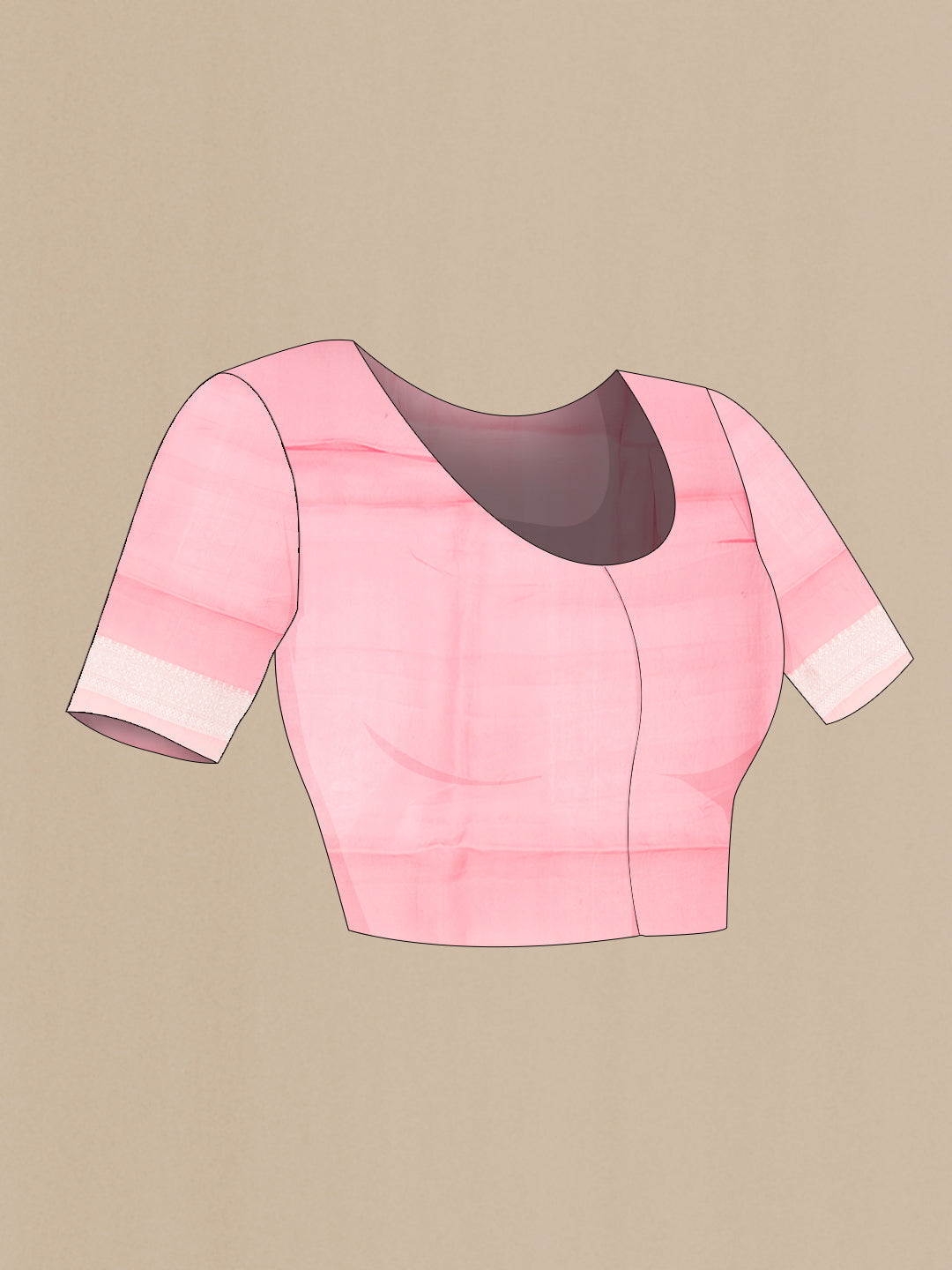 Close up image of the blouse of Pink Dual Tone Organza Silk Saree with Zari Brocade on the body and Zari Border. 