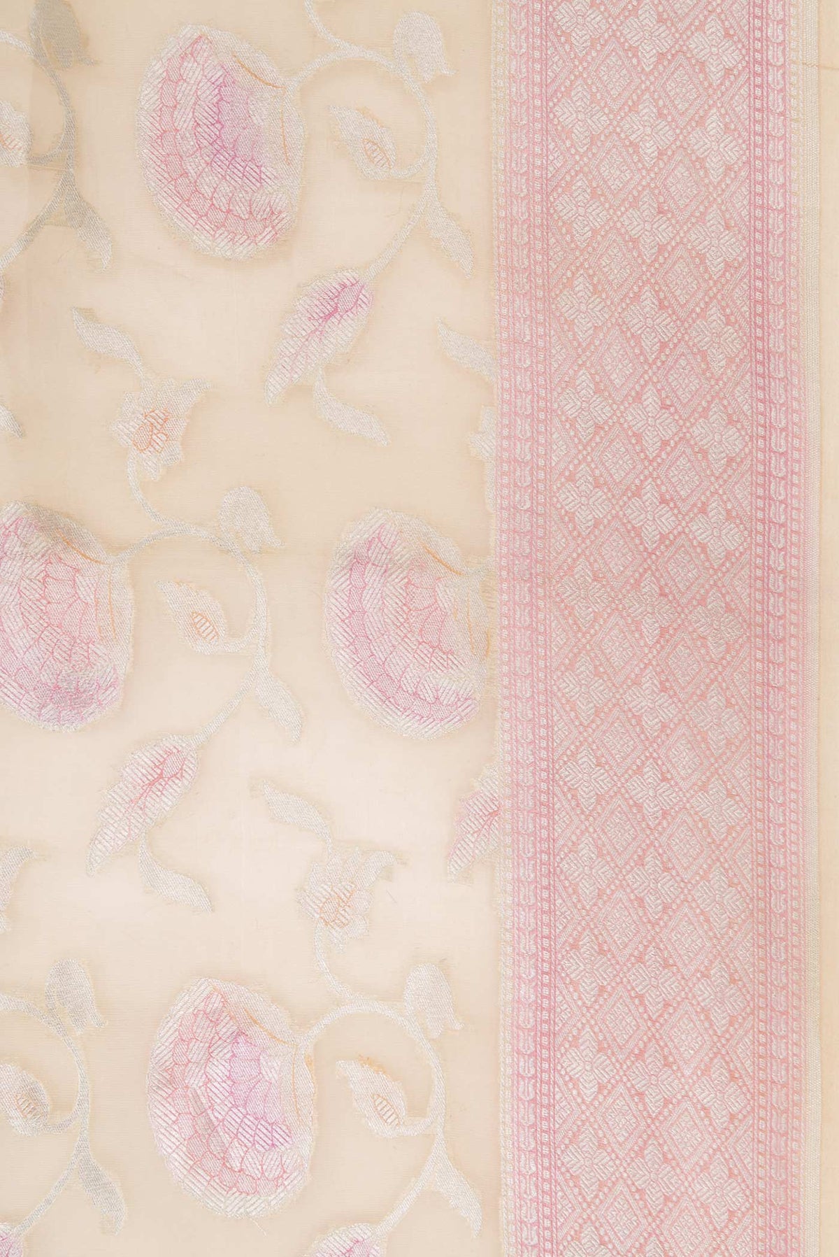 Border image of Sandal Dual Tone Organza Silk Saree with Zari Brocade on the body and Zari Border. 