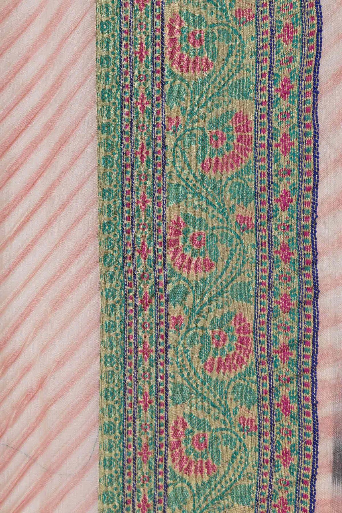 Border image of Pink Dual Tone Tussar Saree with Printed design on the body and Zari And Thread Border
