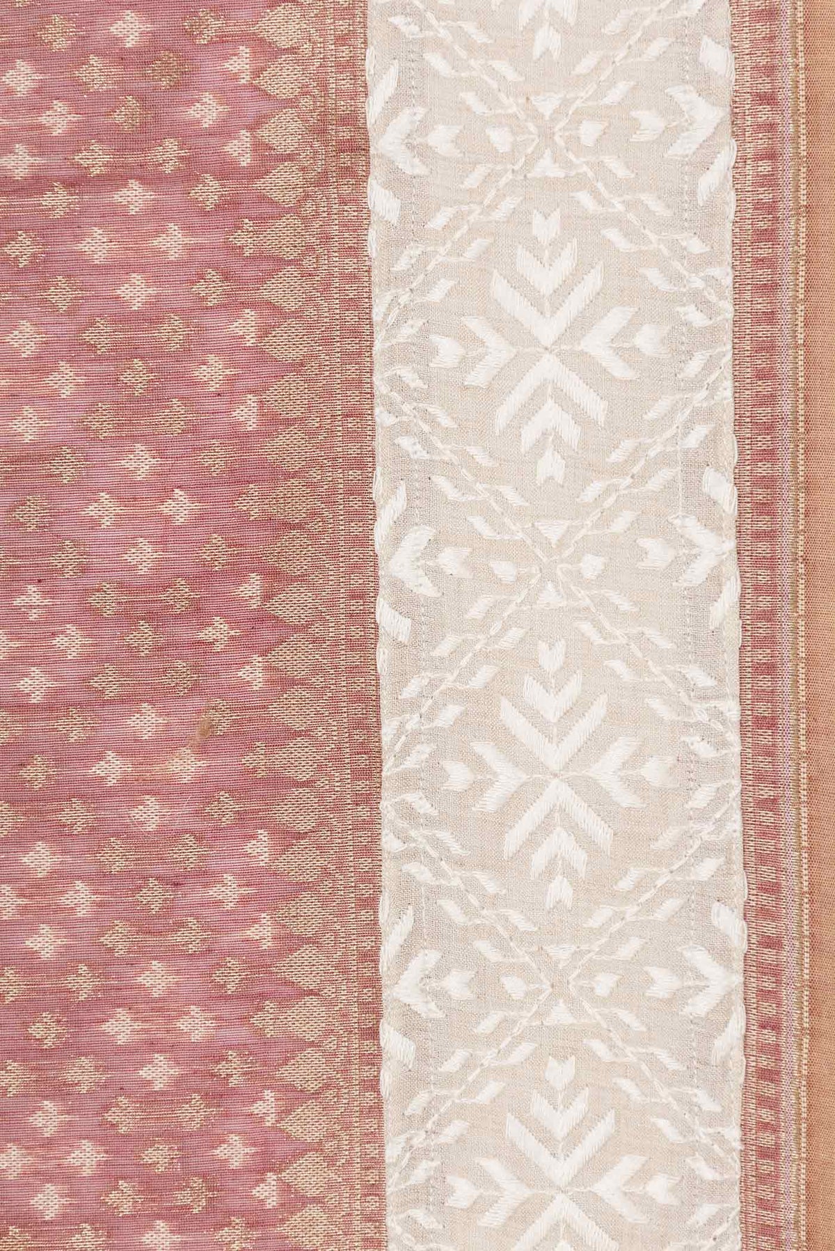Border image of Mauve Dual Tone Chanderi Silk Saree with Zari Brocade on the body and Embroidery Border
