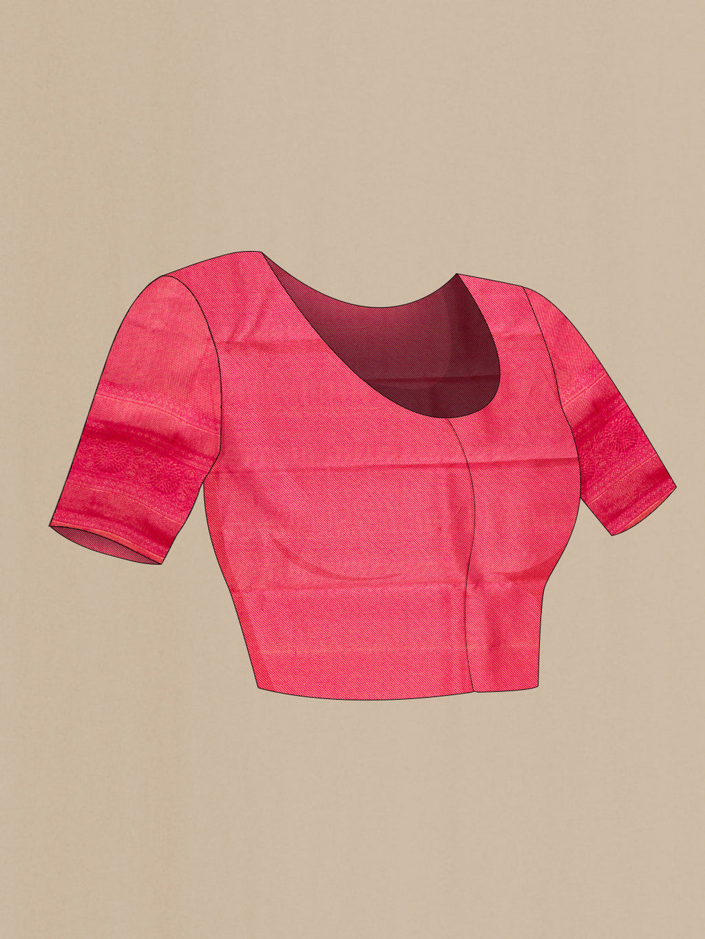 Close up image of the blouse of Pink Dual Tone Kanjivaram Silk Saree with Zari Brocade on the body and Zari Border. 