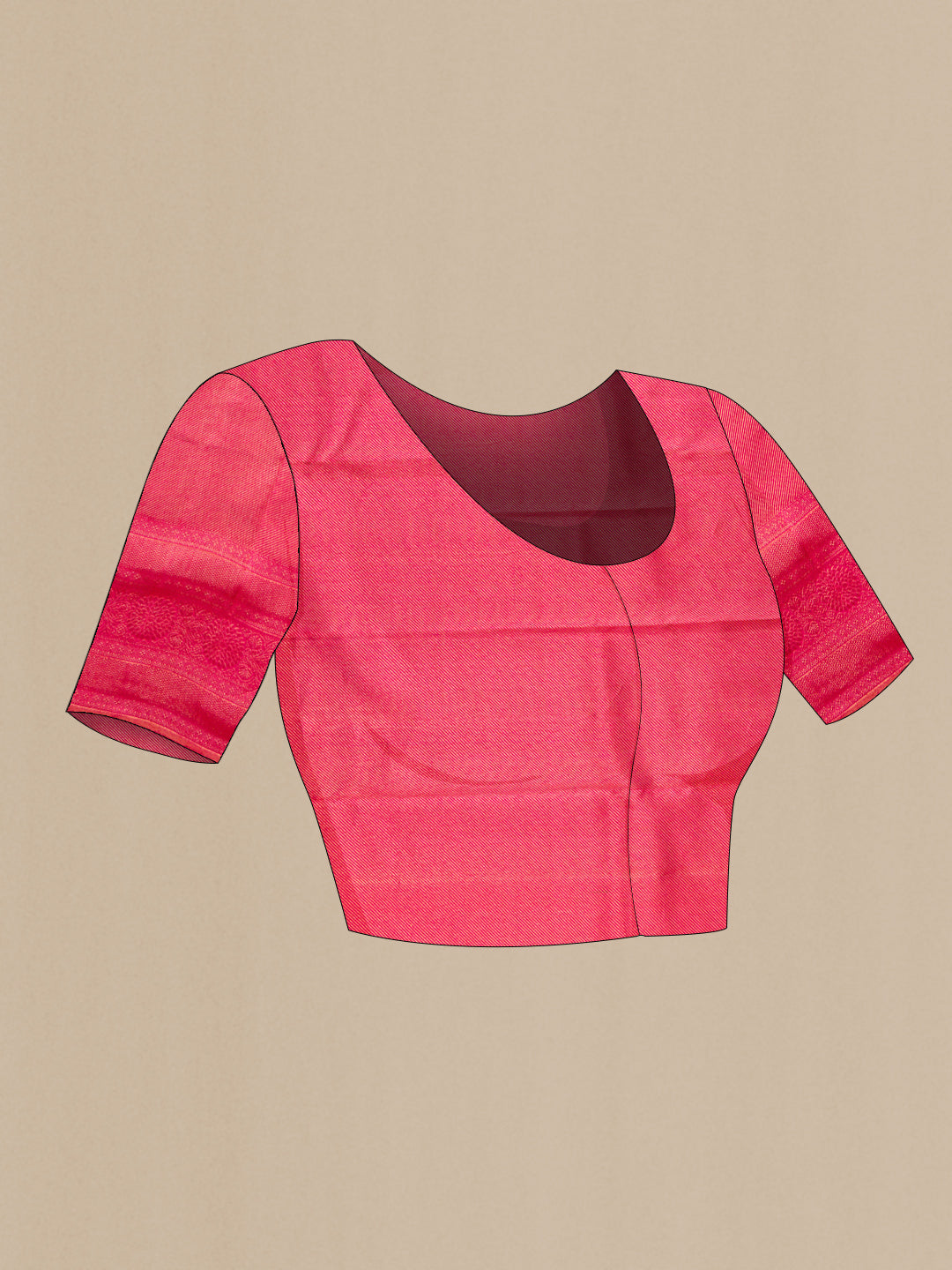 Close up image of the blouse of Pink Dual Tone Kanjivaram Silk Saree with Zari Brocade on the body and Zari Border. 
