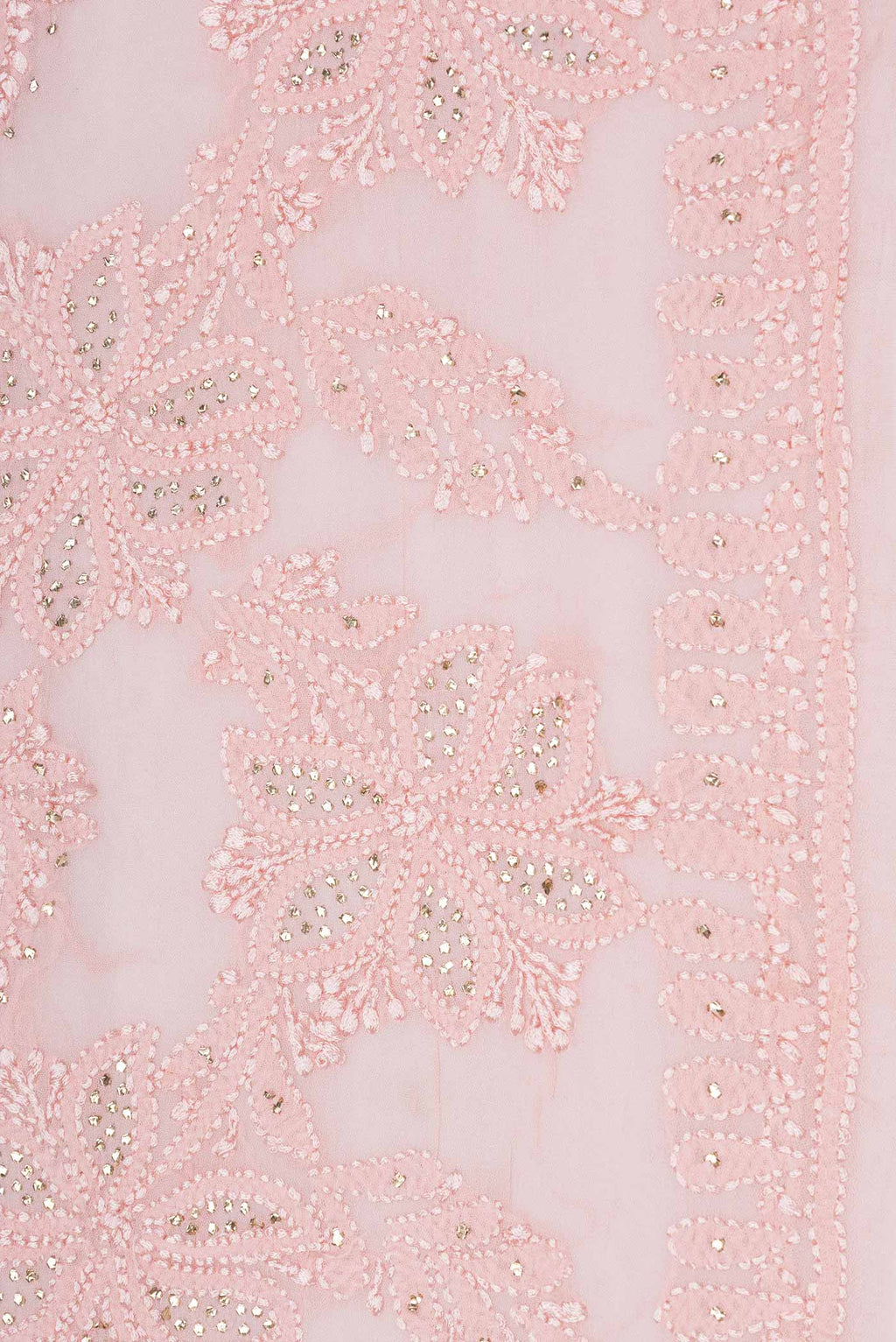 Border image of Rose pink Dual Tone Mysore Georgette Saree with Embroidery on the body and Embroidery Border