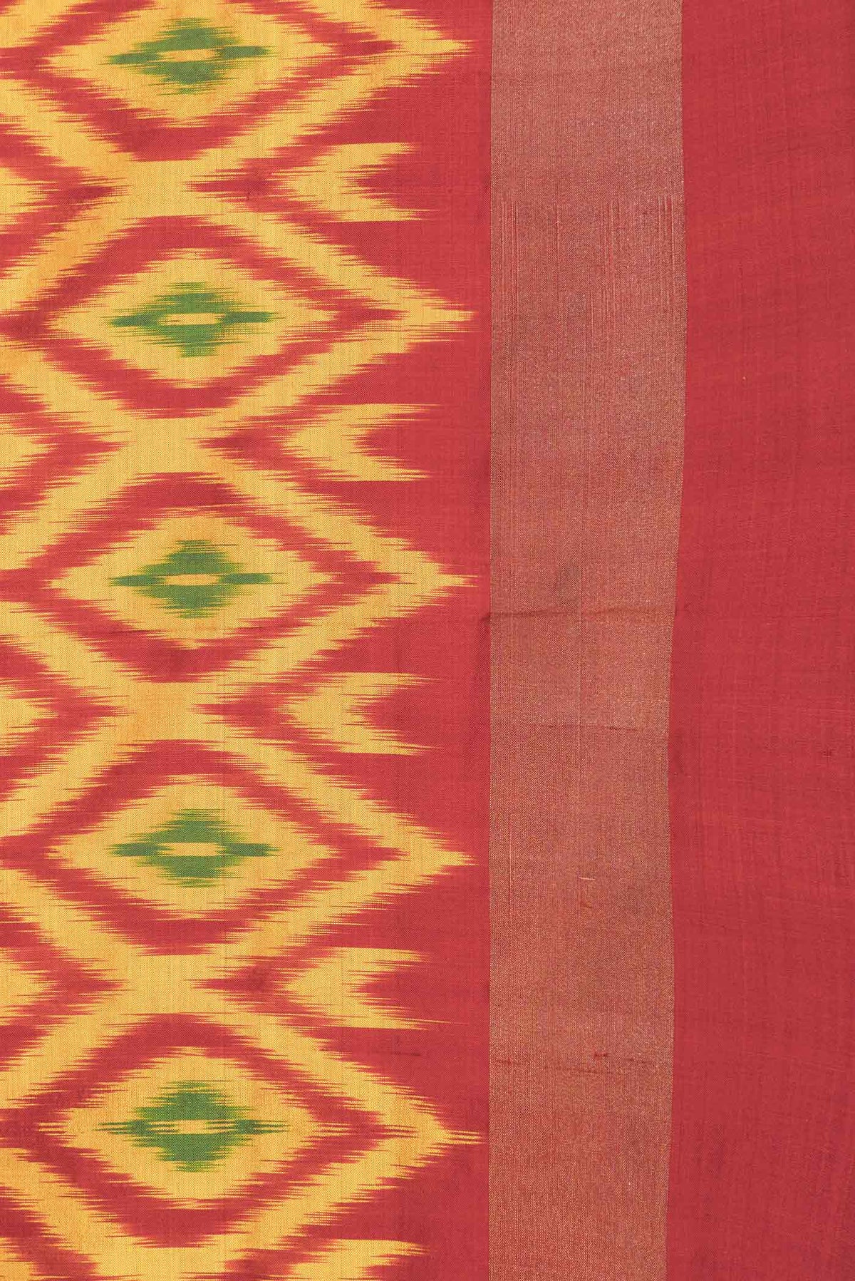 Border image of Yellow Dual Tone Double Ikat Saree with Ikat Print on the body and Zari Border