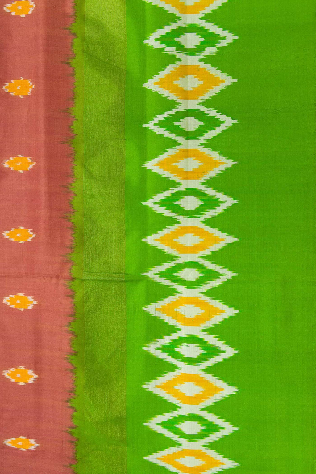 Border image of Brown Dual Tone Double Ikat Saree with Ikat Print on the body and Ikat Border. 