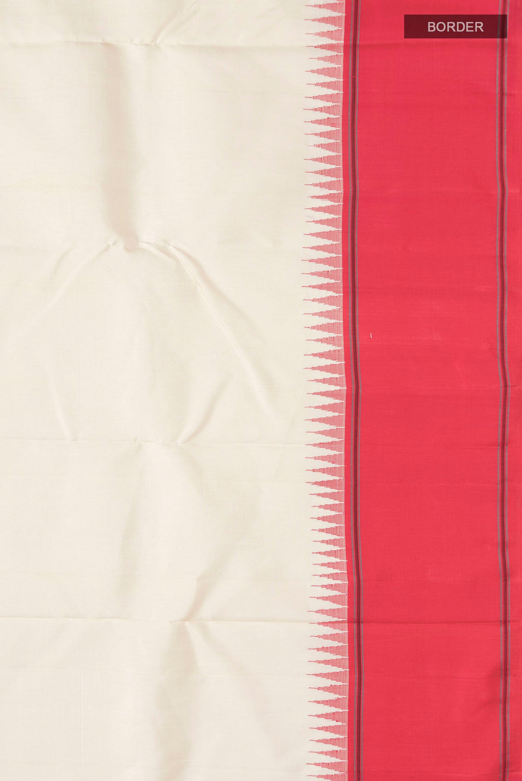 Border image of Cream Kanchipuram Silk Saree with Plain Body and Temple Border