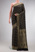 Black Dual Tone Mysore Georgette Saree with Zari Brocade on the body and Zari Border.  displayed on a mannequin