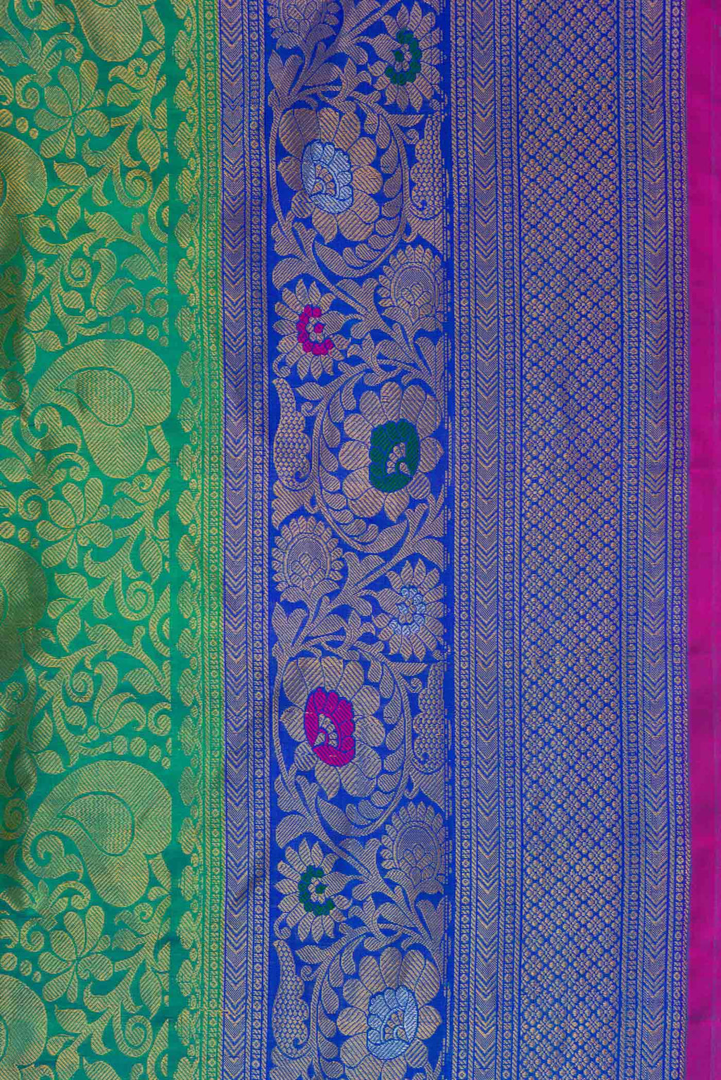 Border image of Green Dual Tone Gadwal Silk Saree with Zari Brocade on the body and Zari Border