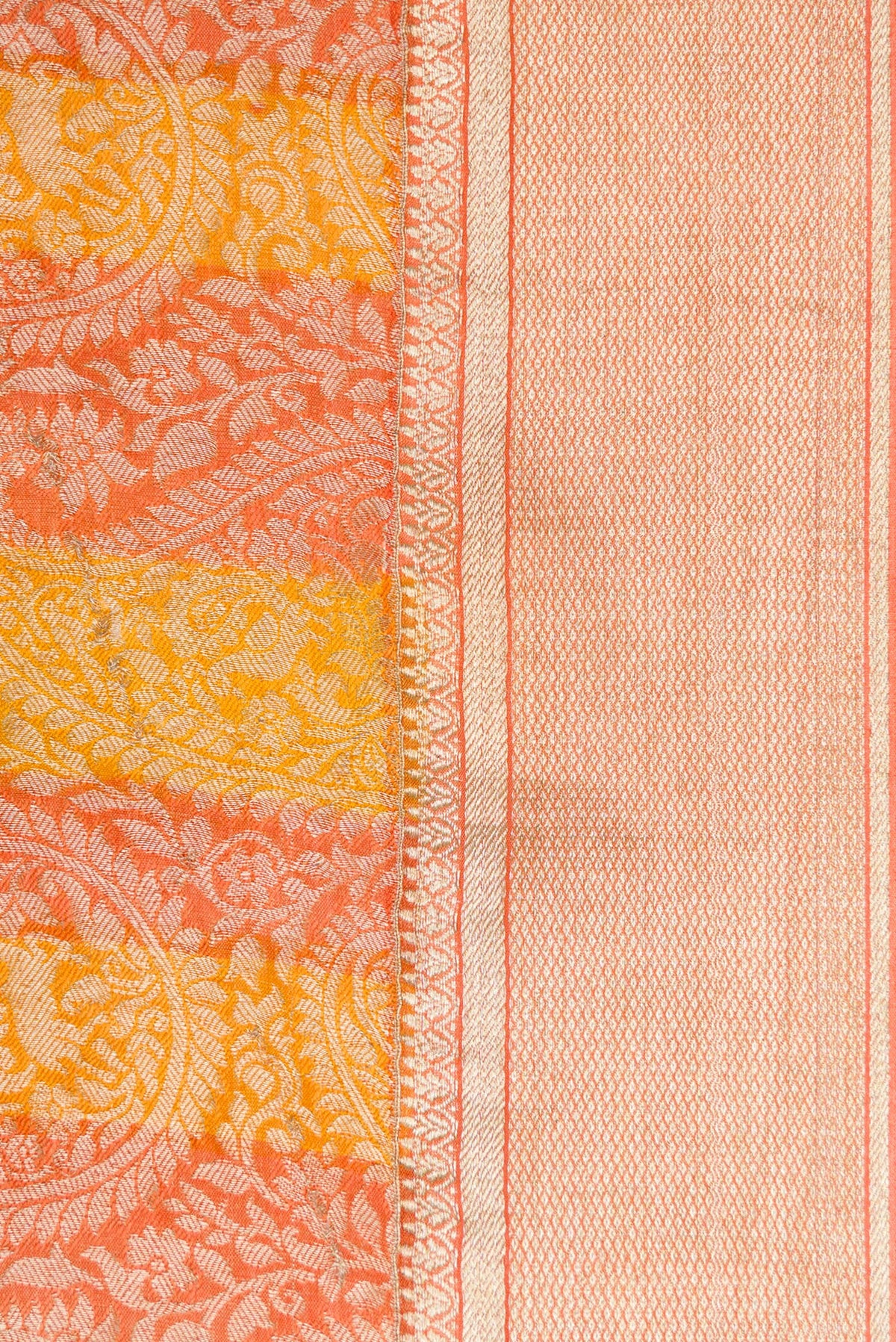 Border image of Mustard Dual Tone Tussar Silk Saree with Zari Brocade on the body and Zari Border. 
