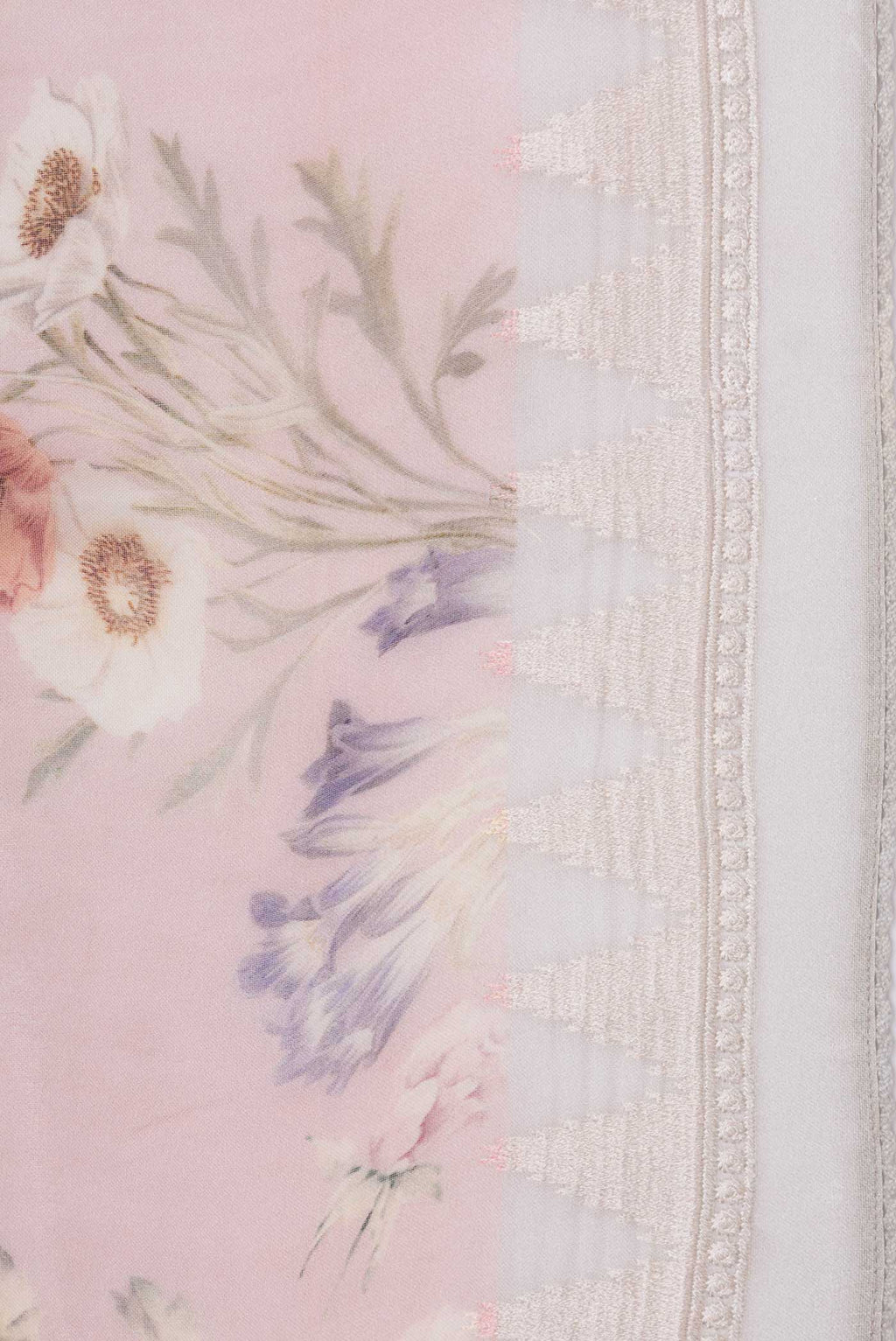 Border image of Pink Dual Tone Organza Silk Saree with Embroidery on the body and Embroidery Border