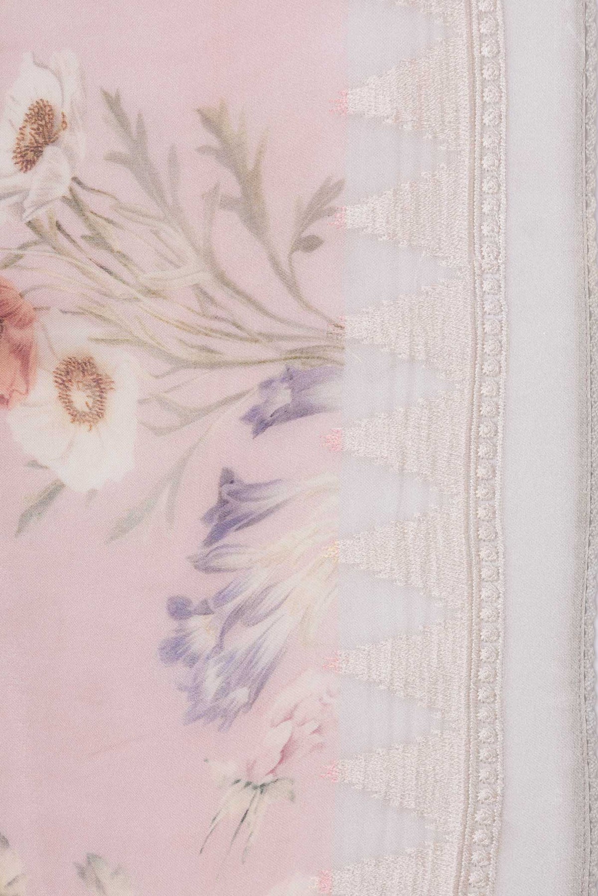 Border image of Pink Dual Tone Organza Silk Saree with Embroidery on the body and Embroidery Border