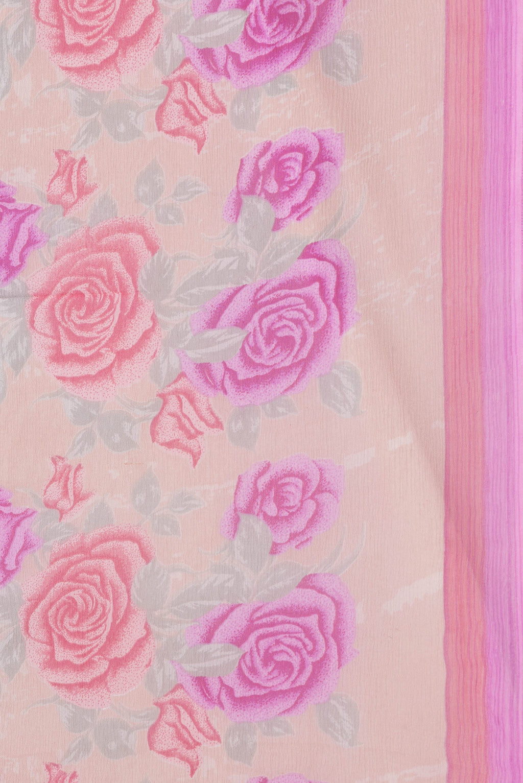 Border image of Peach Dual Tone Mysore Chiffon Saree with Printed design on the body and Plain Border. 