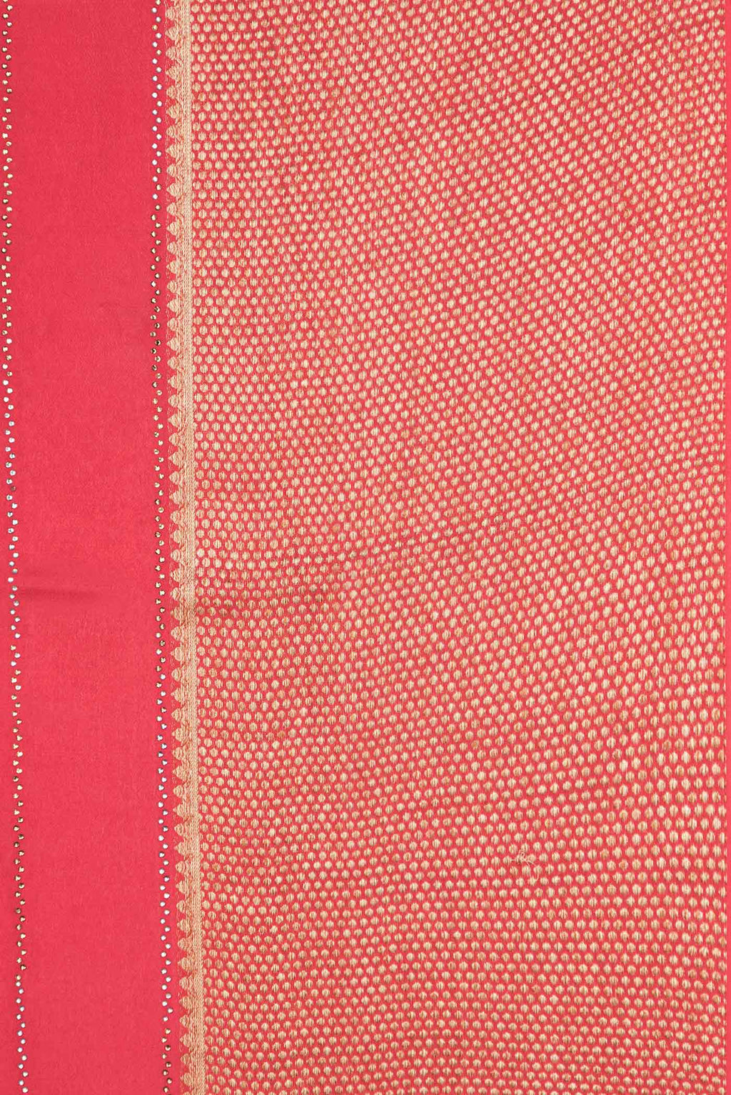 Border image of Red Dual Tone Mysore Crepe Saree with Embroidery on the body and Zari Border