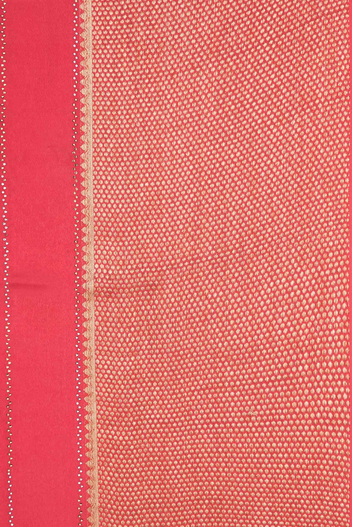 Border image of Red Dual Tone Mysore Crepe Saree with Embroidery on the body and Zari Border