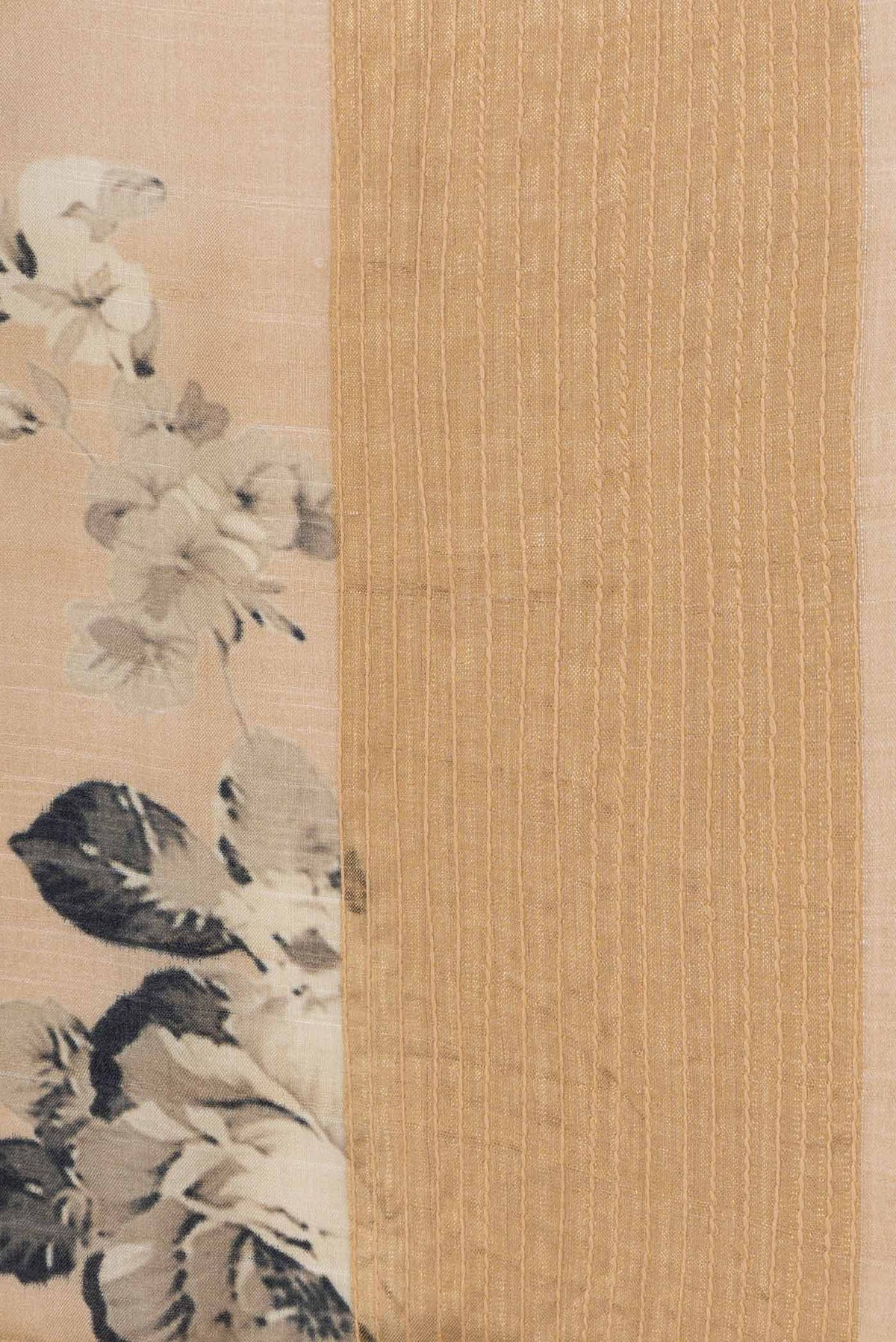 Border image of Beige Dual Tone Tussar Saree with Printed design on the body and Zari Border