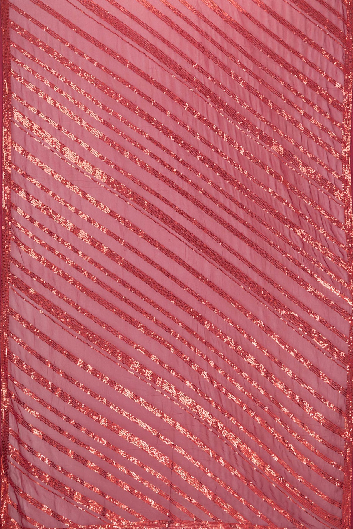 Flat view of Maroon Dual Tone Mysore Georgette Saree with Embroidery on the body and Embroidery Border. 