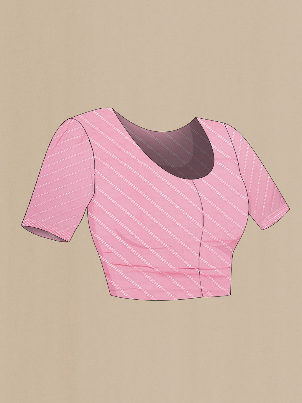 Close up image of the blouse of Pink Dual Tone Georgette Saree with Embroidery on the body and Embroidery Border. 