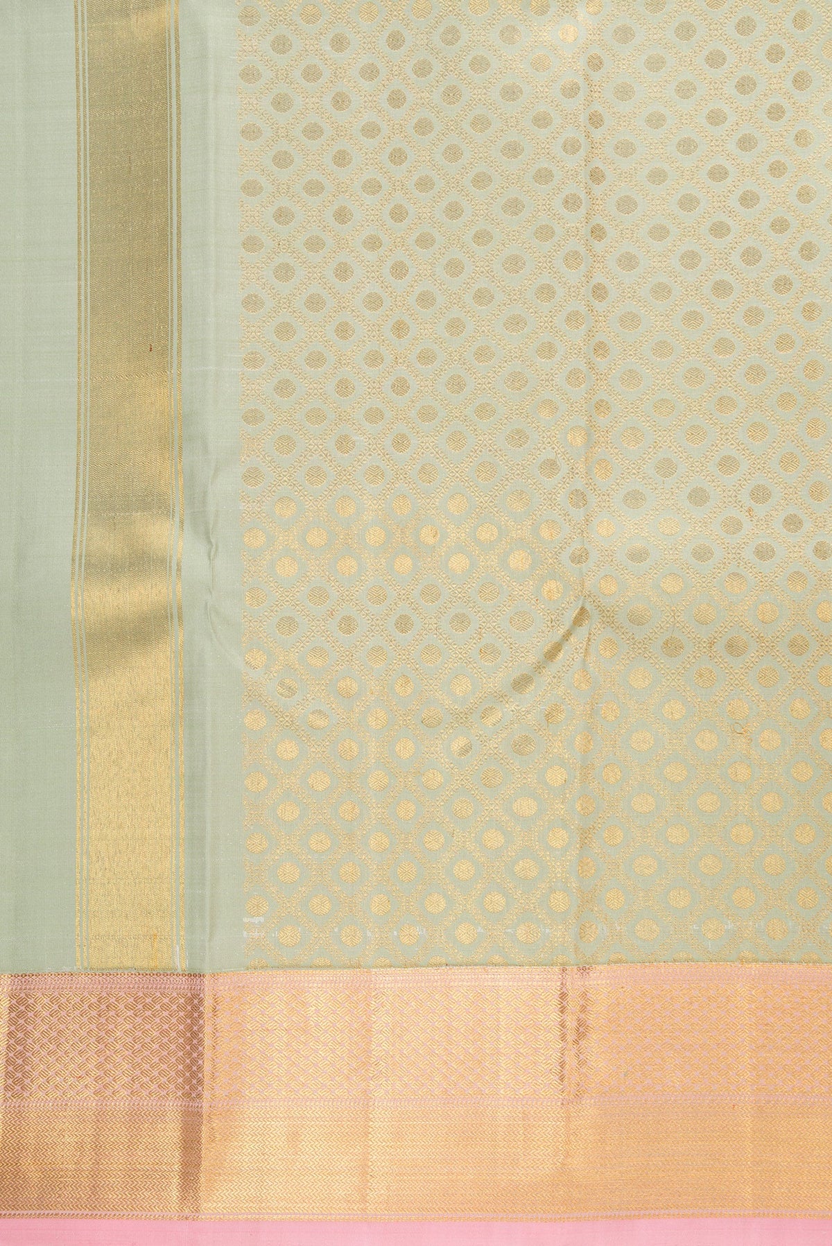 Pista Green Silk Dhoti With Angavastram (9X 5) Muzham with Zari Brocade on the body and Zari Border
