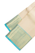 Gold Silk Dhoti With Angavastram (8X4) Muzham with Zari Brocade on the body and Zari Border