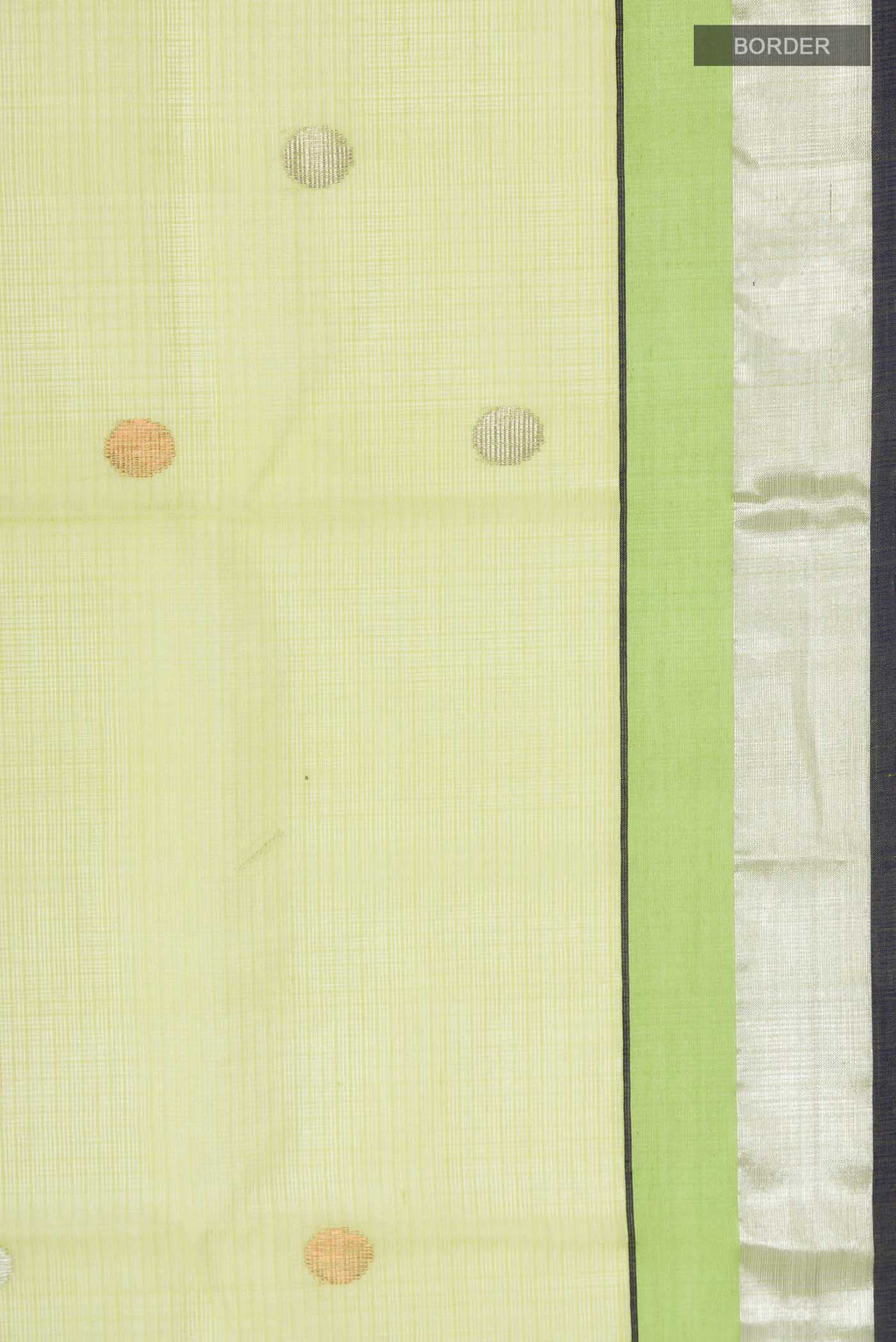 Border image of Green Kota Silk Saree with Zari And Thread Butta on the body and Zari Border