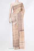 Golden Peach Dual Tone Tussar Silk Saree with Embroidery on the body and Embroidery Border.  displayed on a mannequin
