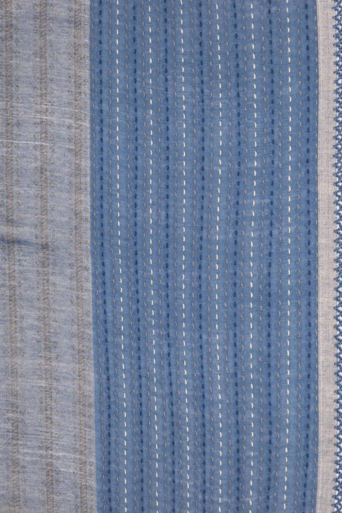 Border image of Blue Dual Tone Tussar Saree with Zari Brocade on the body and Embroidery Border