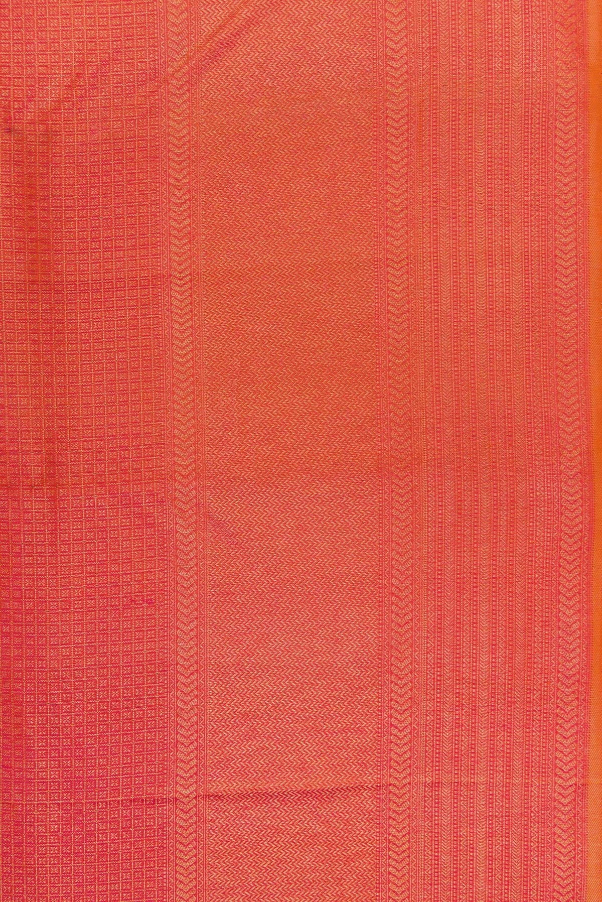 Border image of Brick Orange Dual Tone Kanjivaram Silk Saree with Zari Brocade on the body and Fancy Border. 