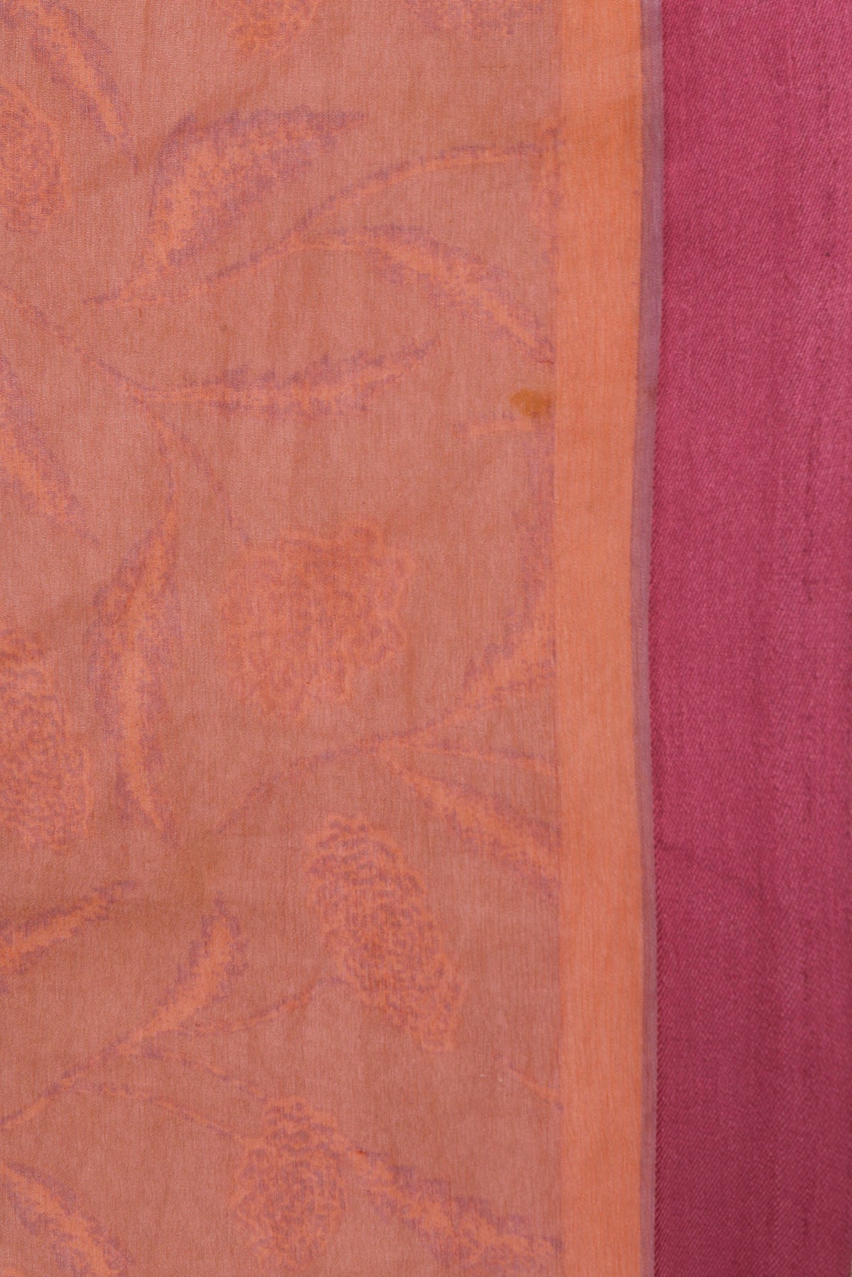 Border image of Orange Dual Tone Mysore Chiffon Saree with Printed design on the body and Plain Border. 