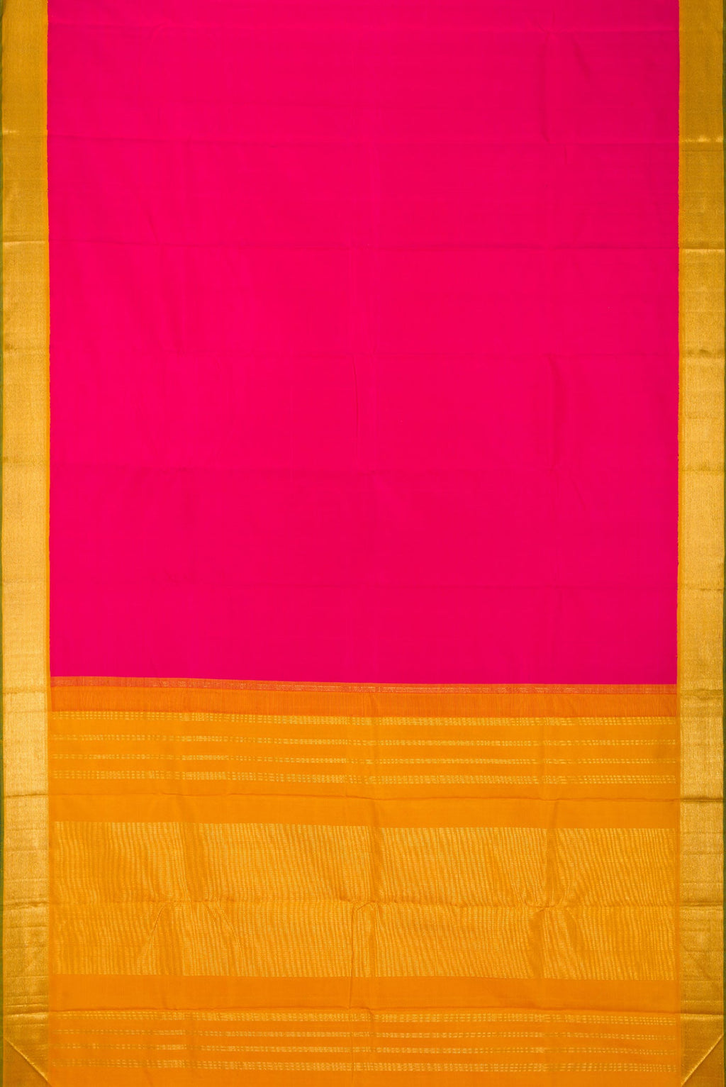 Flat view of Dark Pink Dual Tone Kanchipuram Silk Saree with Plain Body and Zari Border