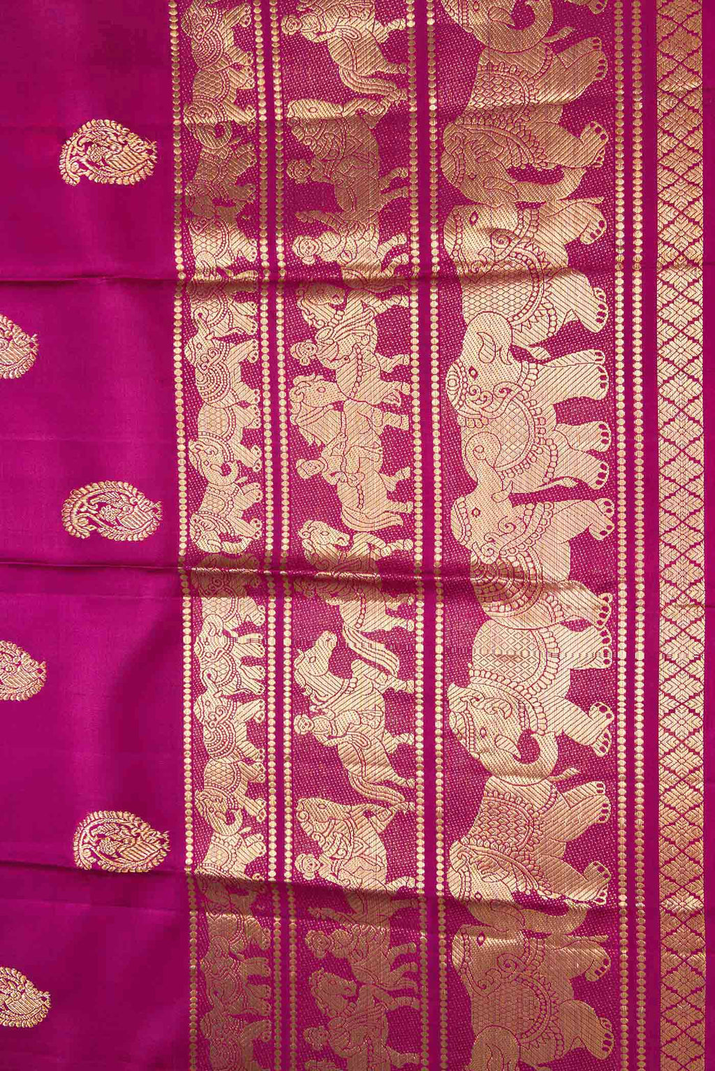 Border image of Magenta Dual Tone Kanchipuram Silk Saree with Zari Butta on the body and Fancy Border
