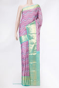 Pink Dual Tone Kanchipuram Silk Saree with Jacquard design on the body and Zari Border.  displayed on a mannequin